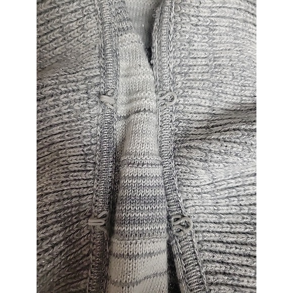 White House Black Market Silver Gray Striped Metallic Open Cardigan Sweater SZ S - Picture 7 of 7